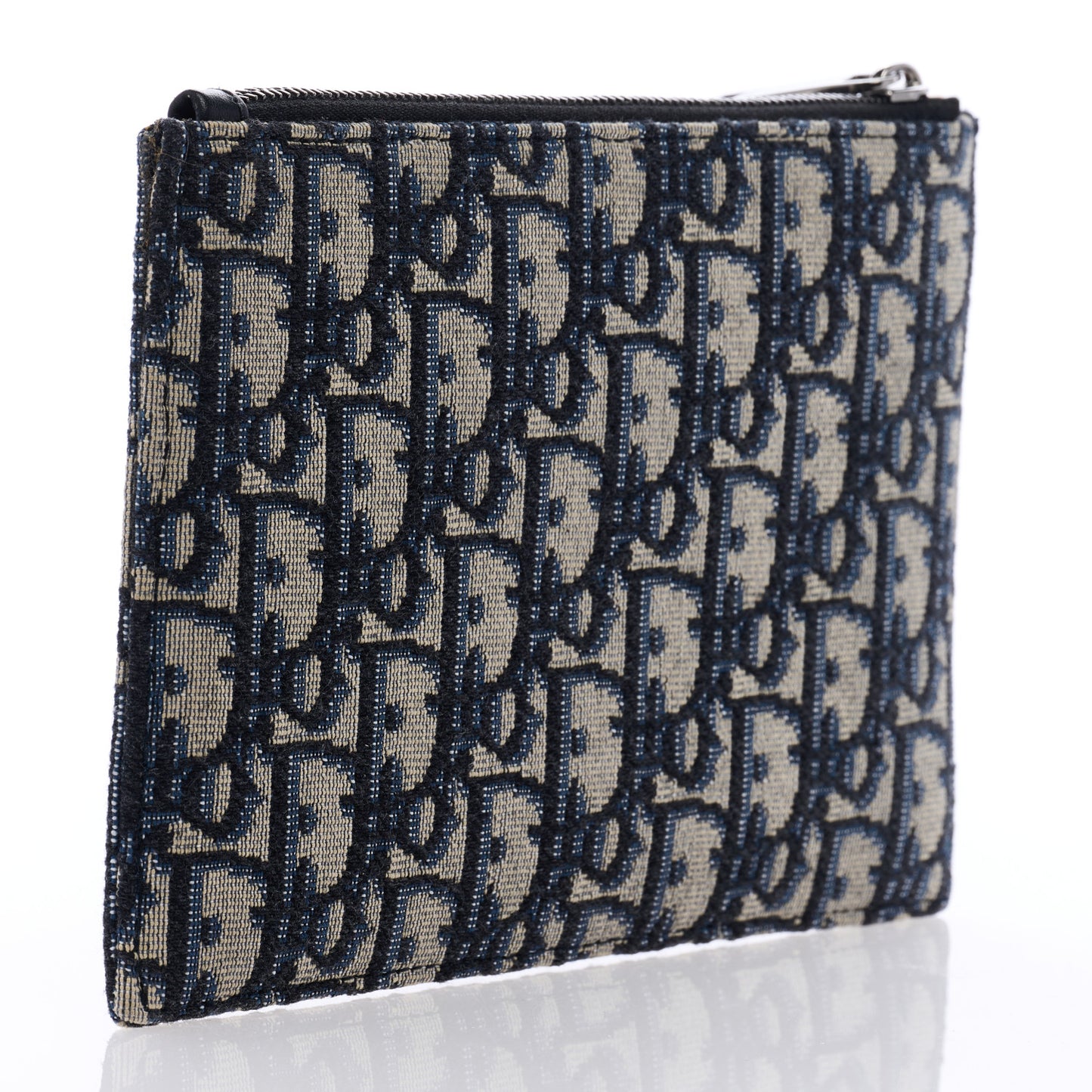 Oblique Zipped Pouch Clutch Blue