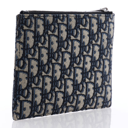 Christian Dior Oblique Zipped Pouch Clutch Blue 3 of 7