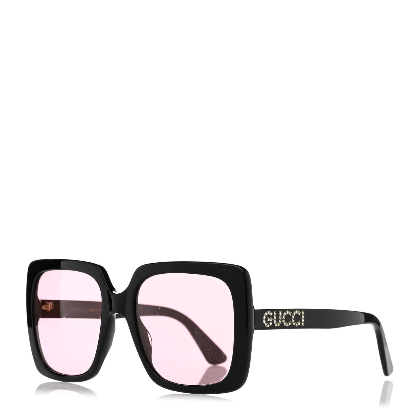 Crystal Square Frame GG Sunglasses GG0418S Black Pink