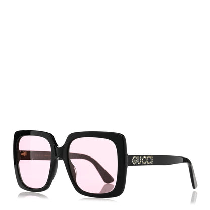 Gucci Crystal Square Frame GG Sunglasses GG0418S Black Pink 1 of 7
