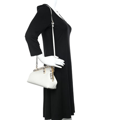 Fendi Shiny Nappa Snakeskin Small Fendi First White Roccia 2 of 10
