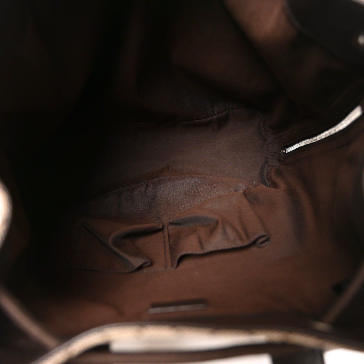 Gucci Monogram Dollar Calfskin O Drawstring Backpack Beige Ebony Testa di Moro Dark Chocolate 5 of 10