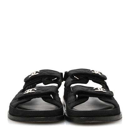 Chanel Mixed Fibers Velcro Dad Sandals 37.5 Black 3 of 9