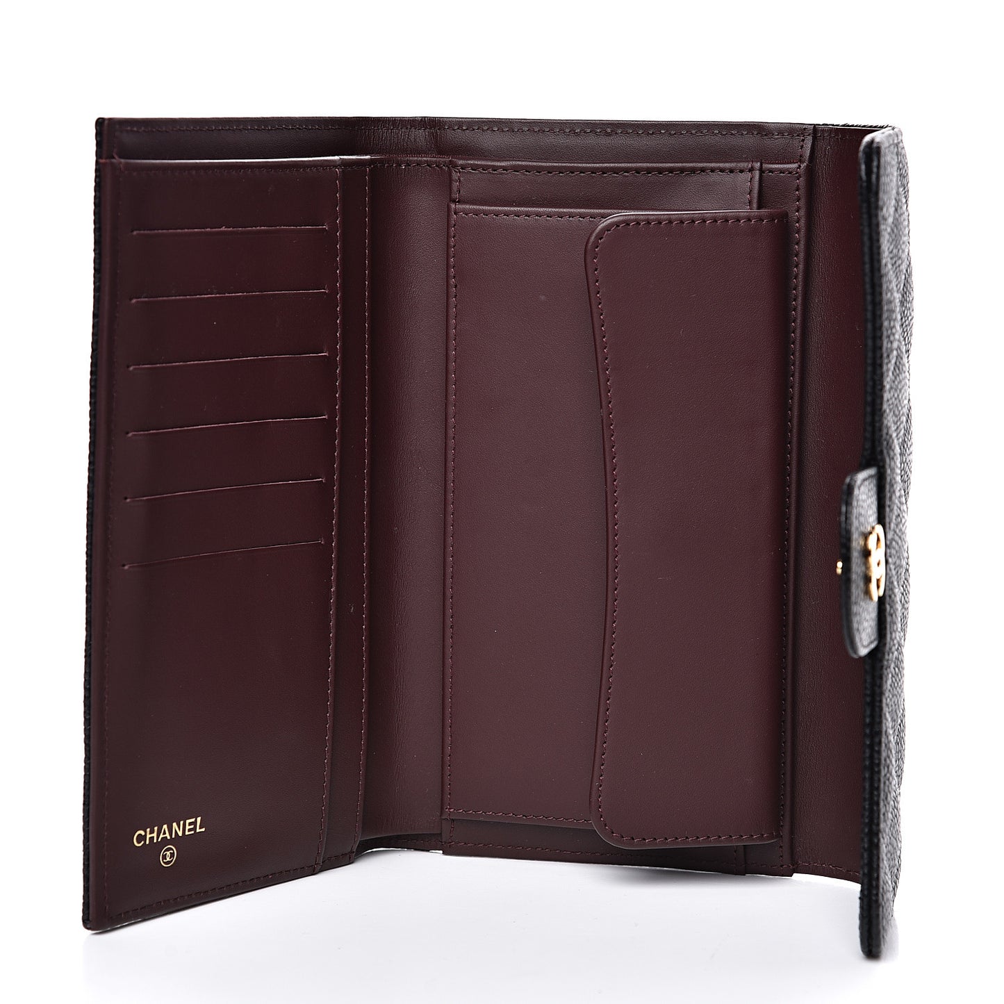 Caviar Quilted Large Flap Wallet Black