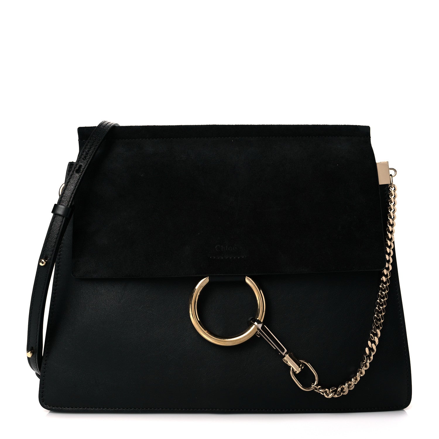 Chloe Suede Calfskin Medium Faye Shoulder Bag Black 1 of 10