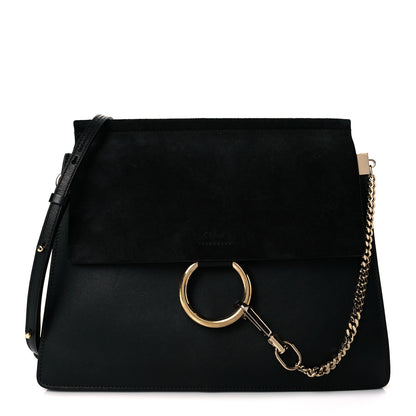 Chloe Suede Calfskin Medium Faye Shoulder Bag Black 1 of 10
