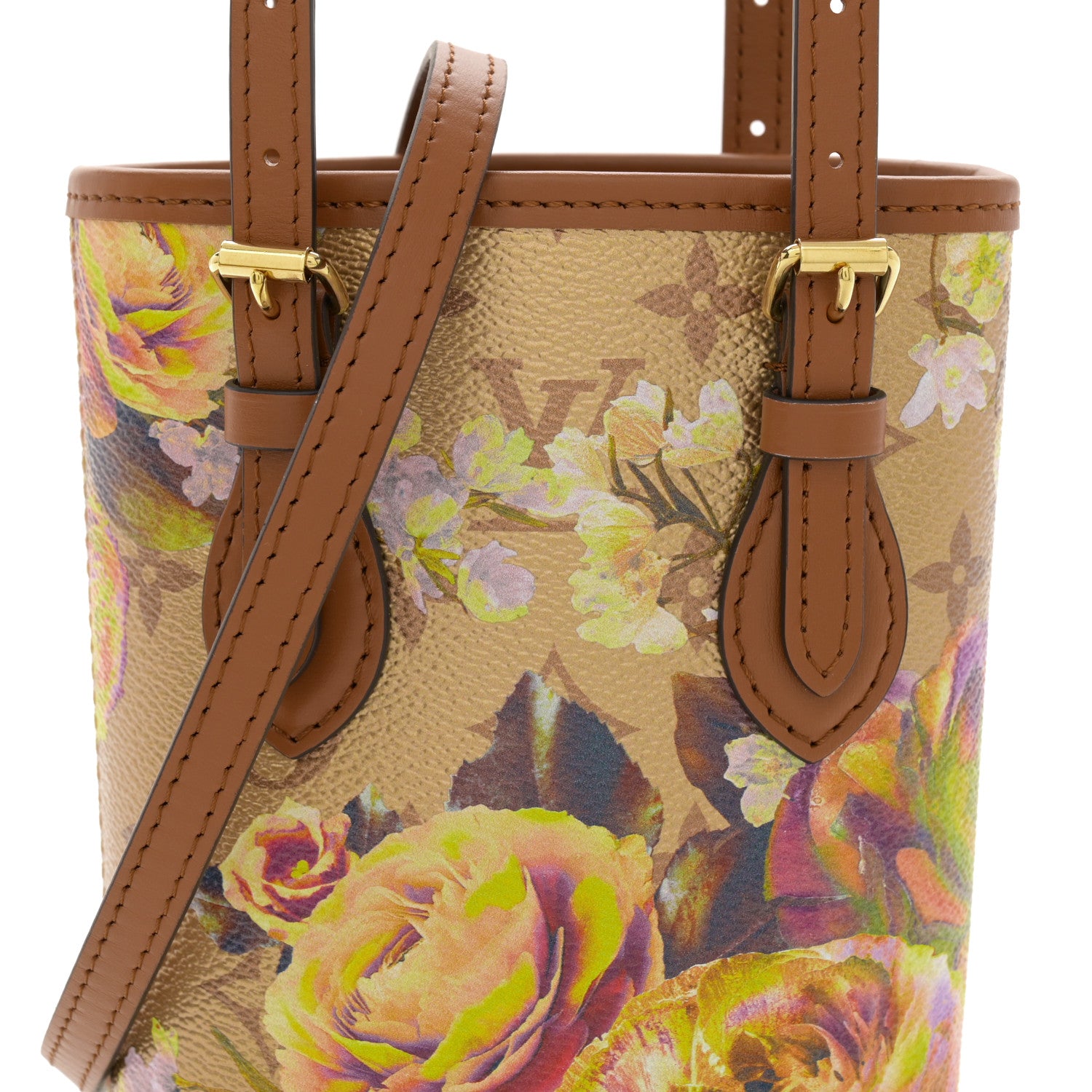 Louis Vuitton Metallic Monogram LV Garden Nano Bucket Bag Gold 7 of 9