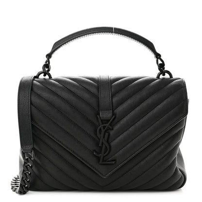 Saint Laurent Sheepskin Matelasse Chevron Monogram Monochrome Medium College Bag Black 1 of 10