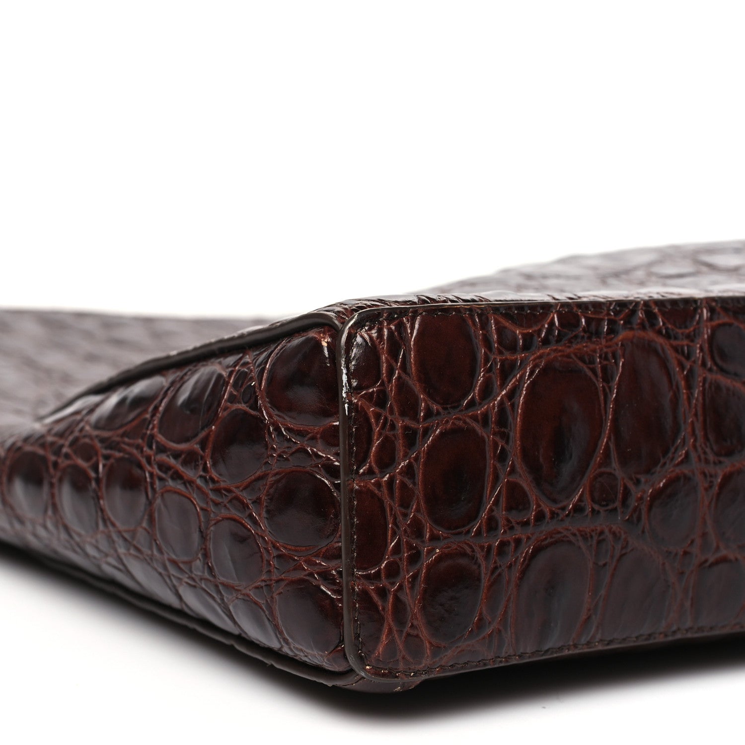 Givenchy Calfskin Crocodile Embossed Large Cut Out Shoulder Bag Brown 9 of 10