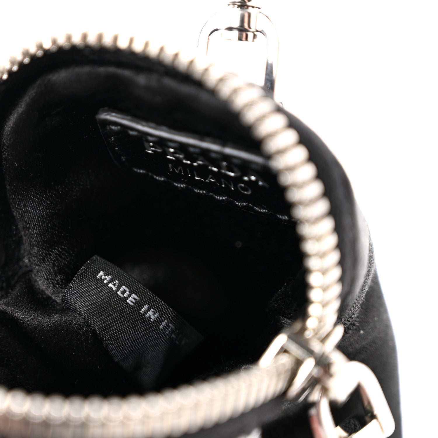 Prada Satin Crystal Pocket Triangle Padded Mini Key Chain Pouch Cristal 7 of 7