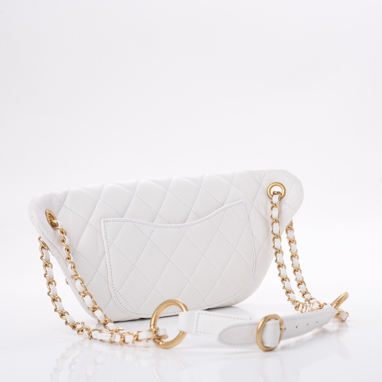 Chanel Lambskin Quilted All About Chains Waist Belt Bag White 3 of 8