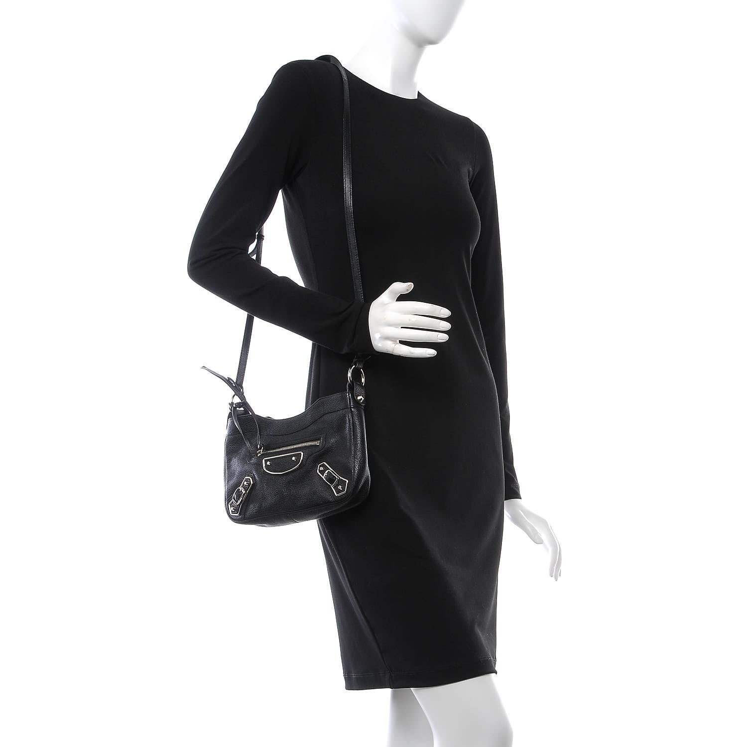 Balenciaga Chevre Silver Metallic Edge Hardware Hip Black 2 of 7