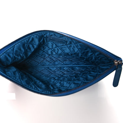 Chanel Calfskin Patent Quilted Medium Cosmetic Case Navy Blue 5 of 13