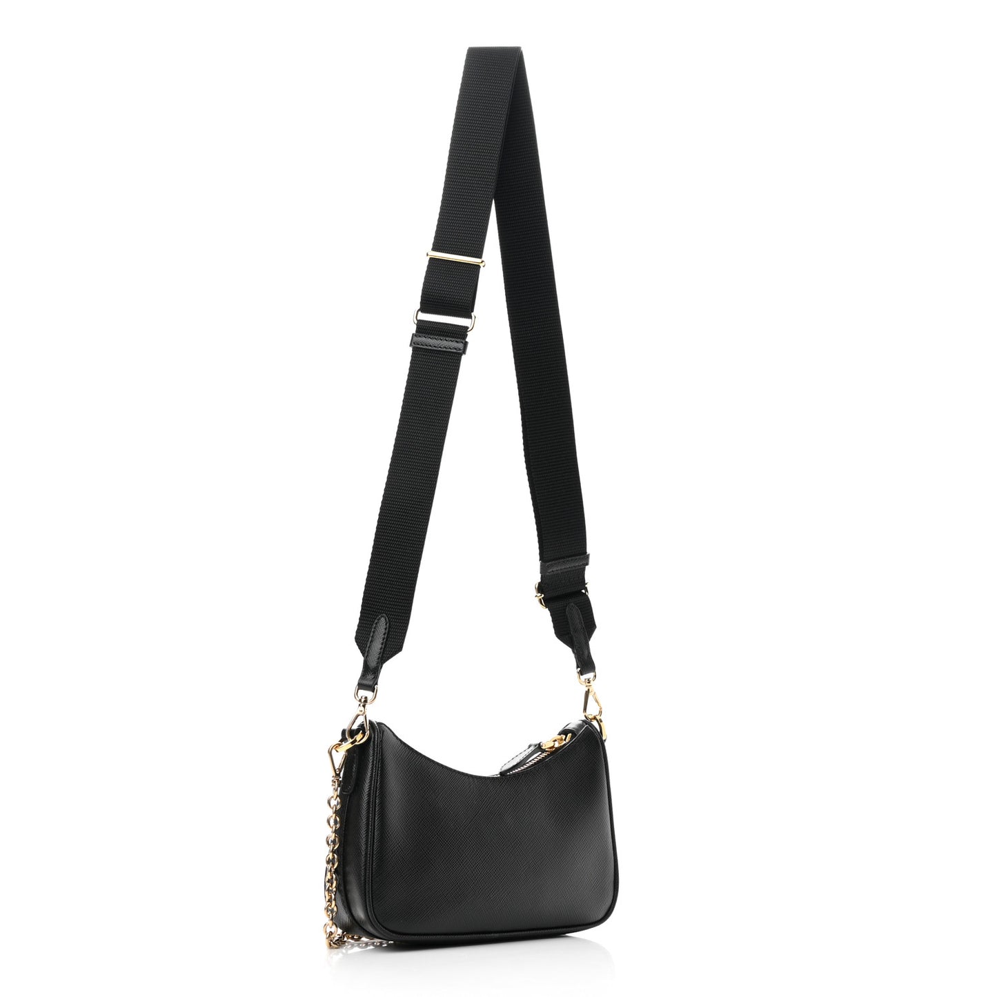 Saffiano Lux Mini Shoulder Bag Black