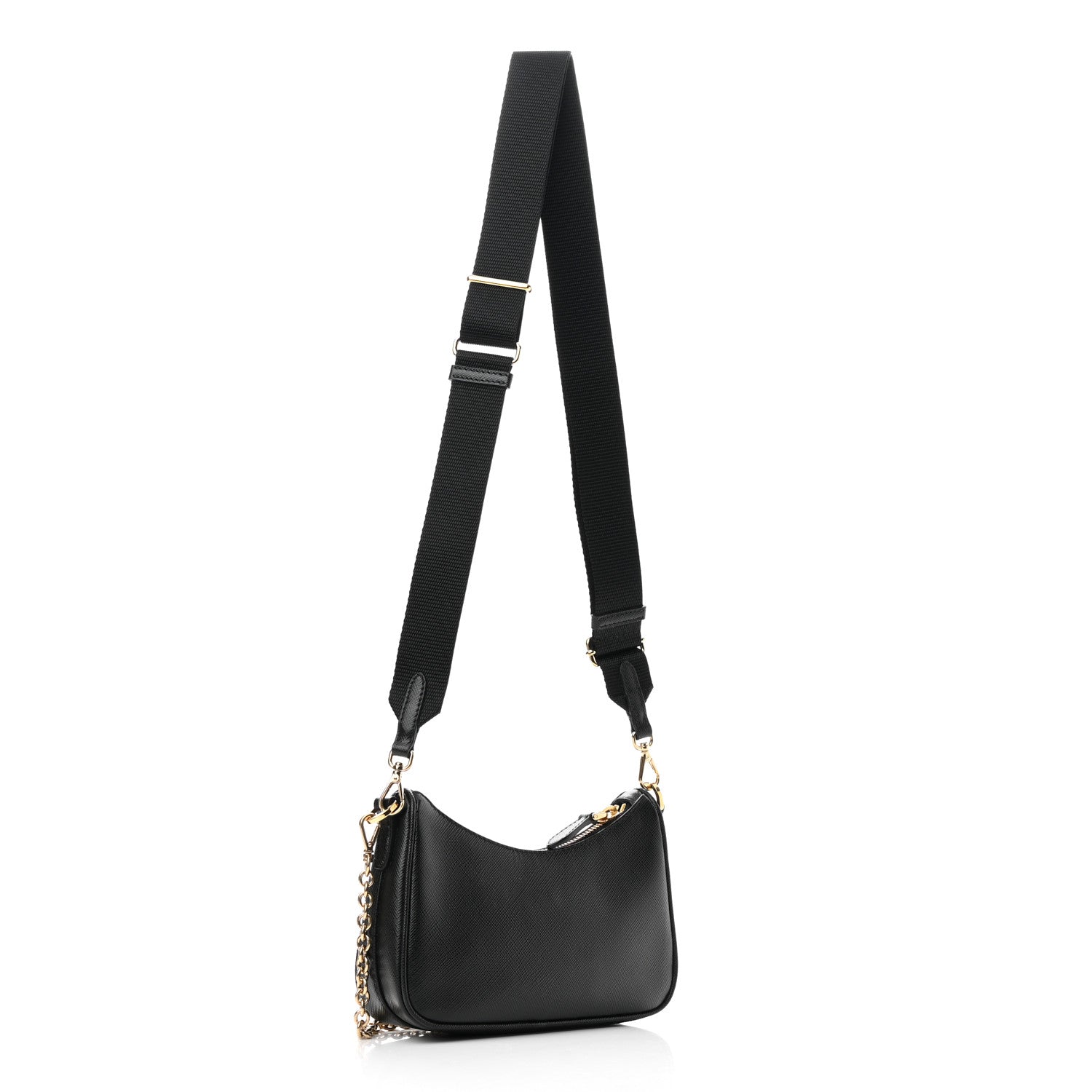 Prada Saffiano Lux Mini Shoulder Bag Black 2 of 8