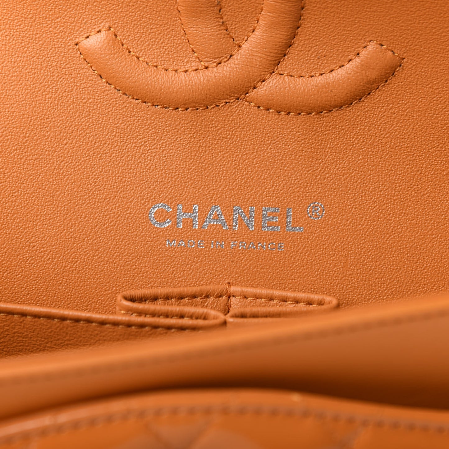 Patent Quilted Medium Double Flap Orange