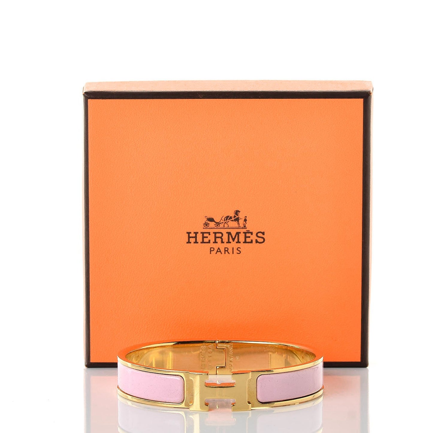 Narrow Enamel Clic Clac H Bracelet GM Rose Nacarat