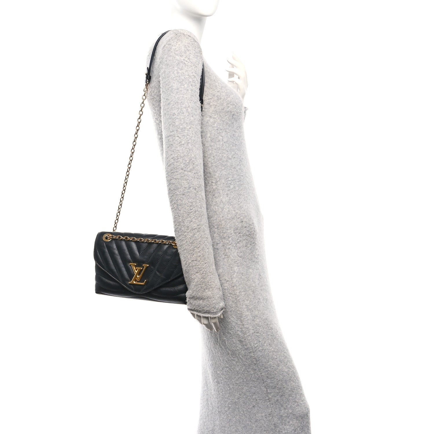 Louis Vuitton Calfskin LV New Wave Chain Bag Black 1817058