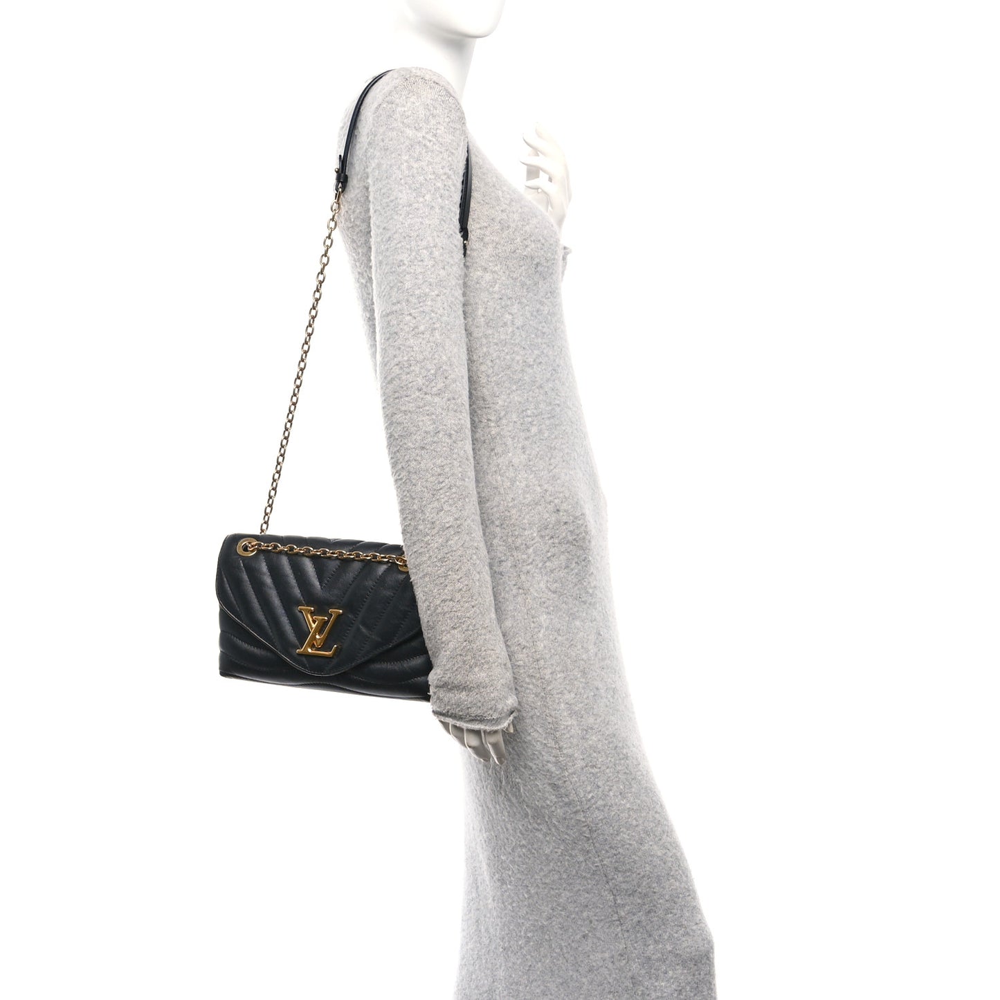 Calfskin LV New Wave Chain Bag Black