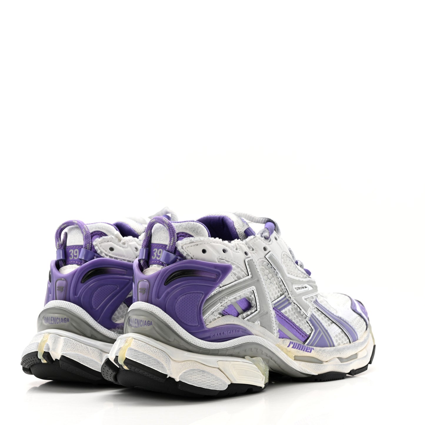 Mesh Rubber Womens Runner Sneakers 39 Purple Grey White Black