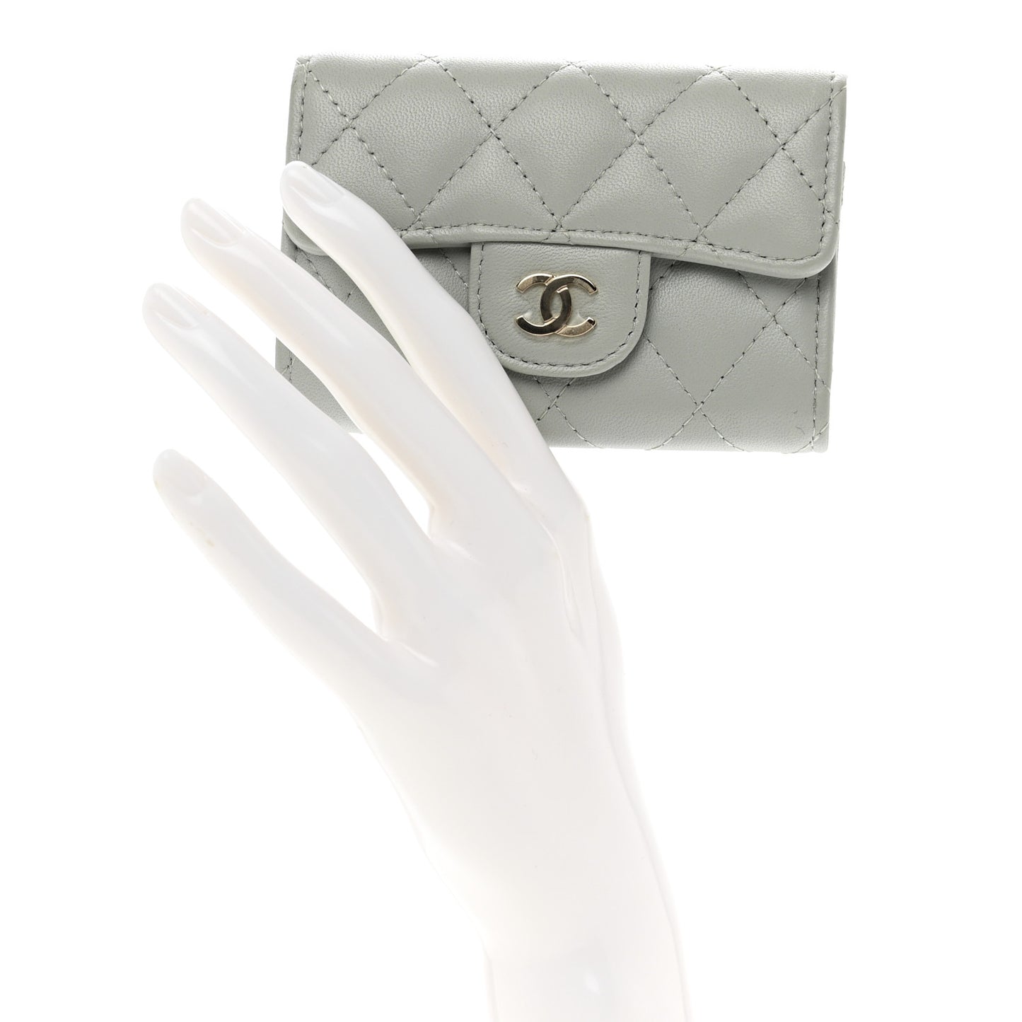 Lambskin Quilted Classic 4 Key Holder Wallet Grey