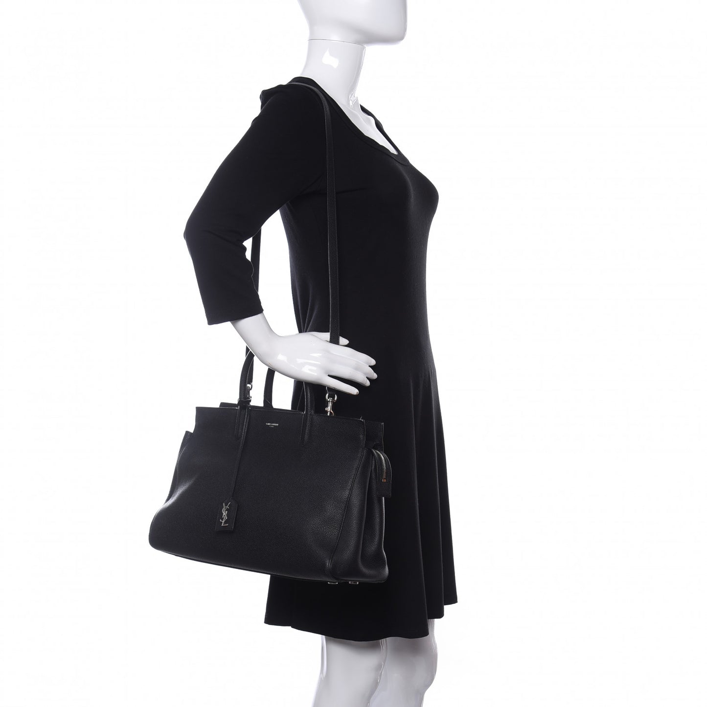 Grained Calfskin Medium Cabas Rive Gauche Black