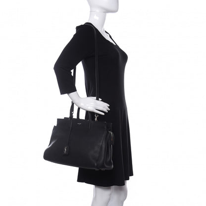 Saint Laurent Grained Calfskin Medium Cabas Rive Gauche Black 2 of 17