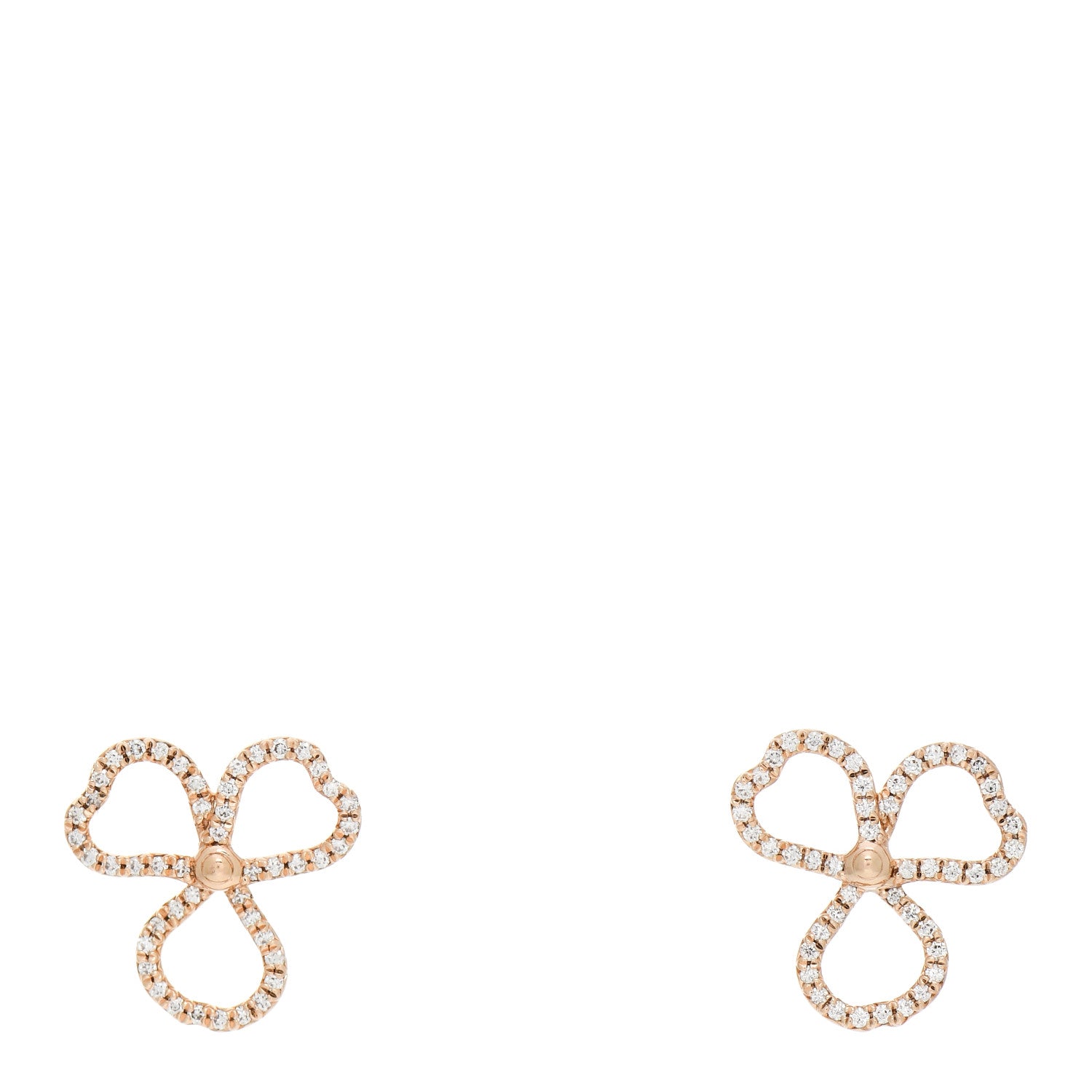 Tiffany 18K Rose Gold Diamond Paper Flowers Open Flower Earrings 1 of 5