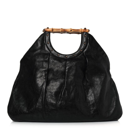 Gucci Calfskin Studded Large Bamboo Handle Tote Black 1 of 12