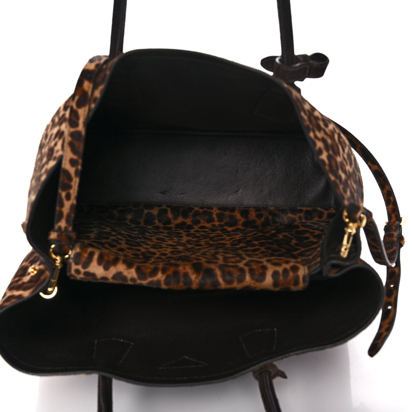 Calf Hair Leopard Print Shoulder Bag Avorio
