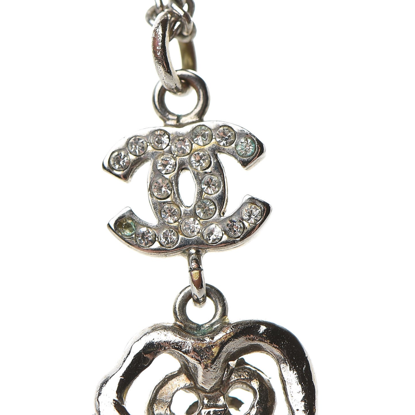 Crystal CC Camellia Necklace Silver