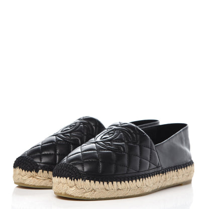 Chanel Lambskin Quilted CC Espadrilles 36 Navy 3 of 10