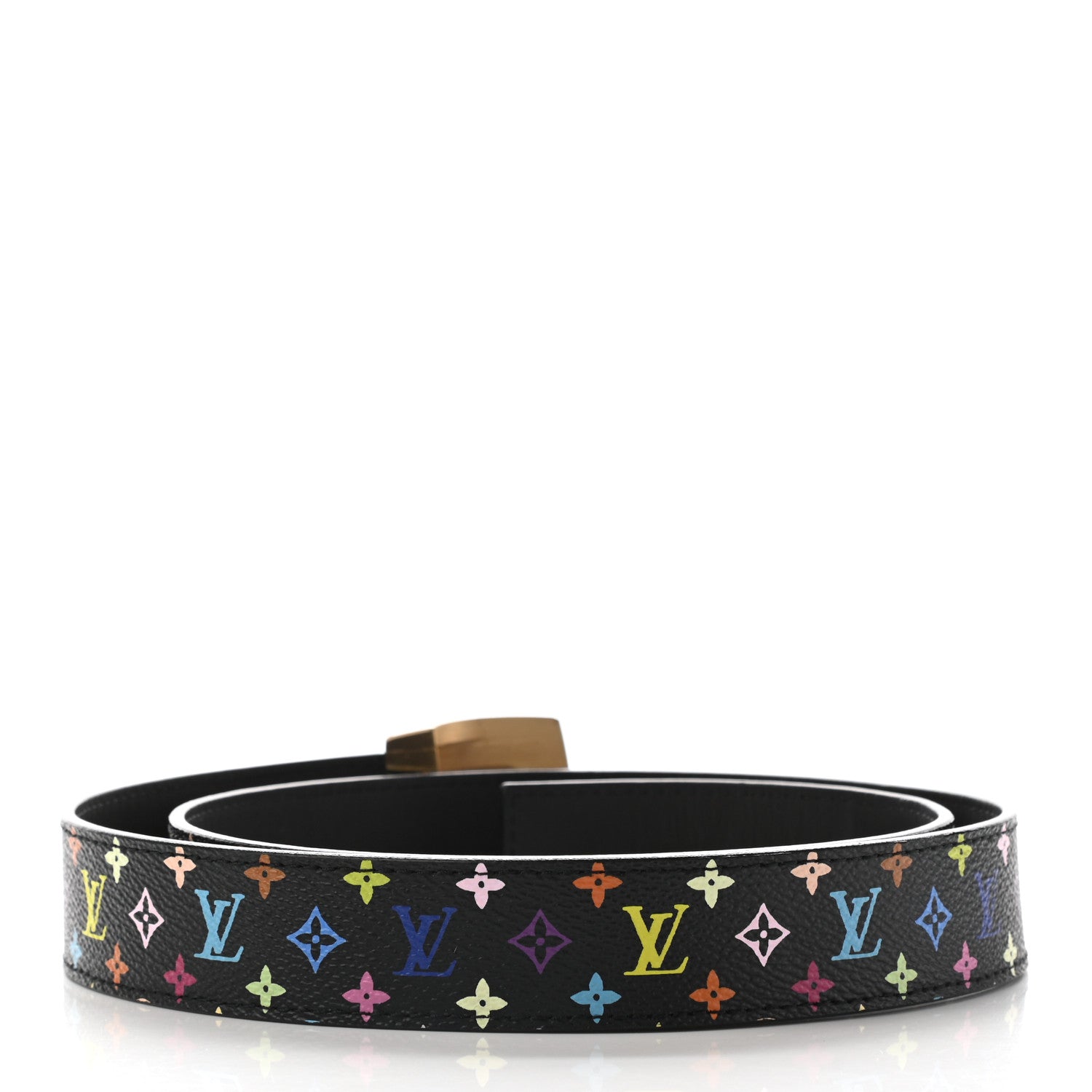 Louis Vuitton Monogram Multicolor LV Cut Reversible Belt 85 34 Black 2 of 6
