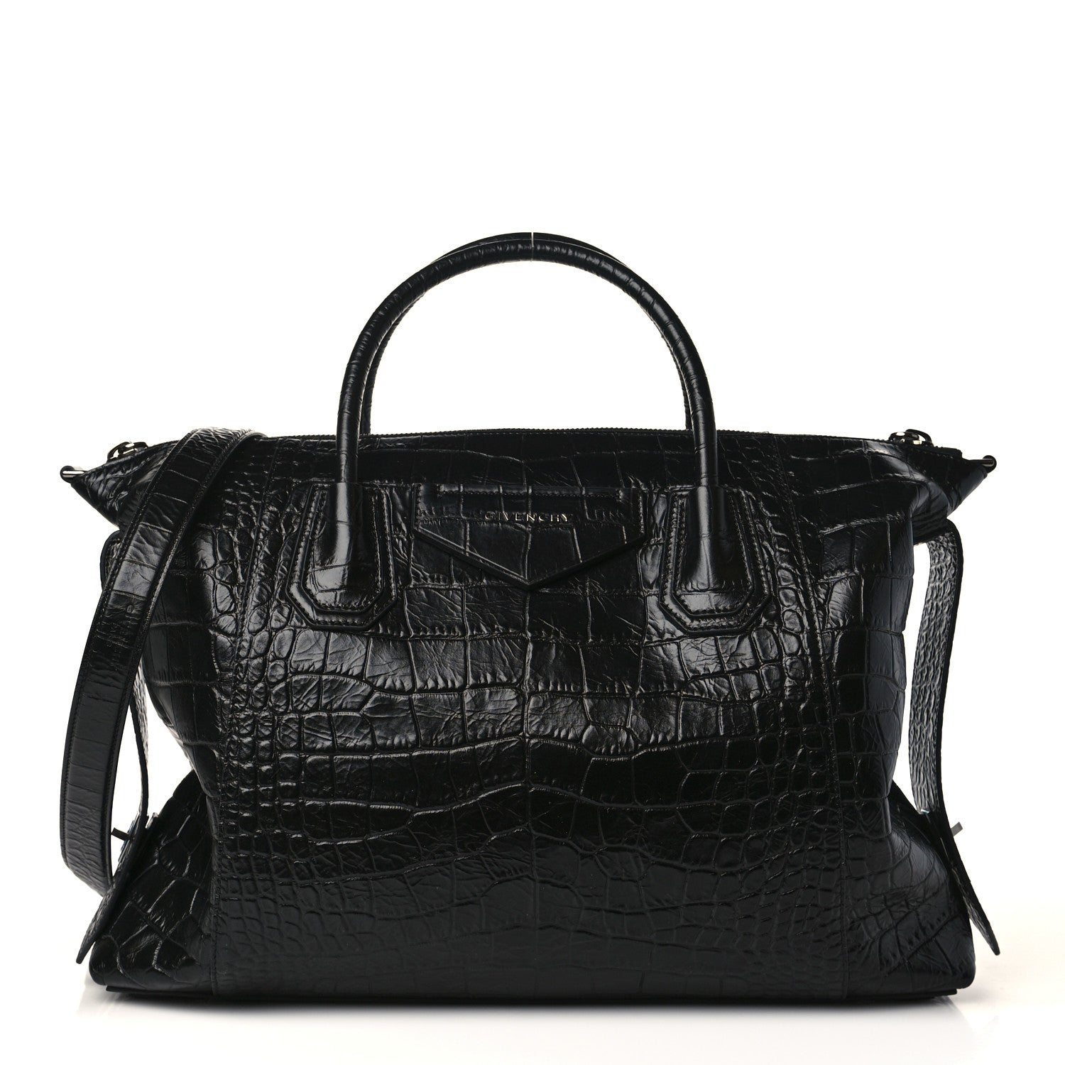 Givenchy Calfskin Crocodile Embossed Medium Soft Antigona Black 1 of 8