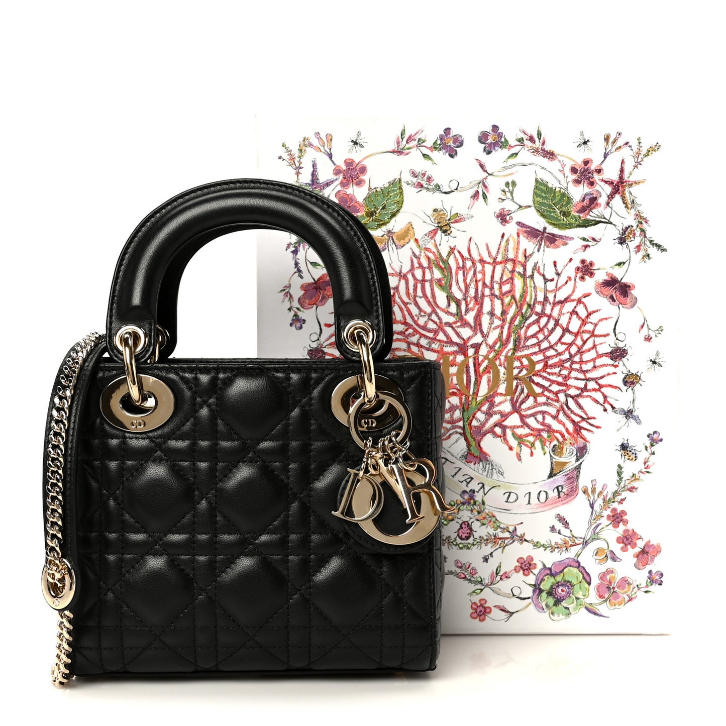 Lambskin Cannage Mini Lady Dior Black