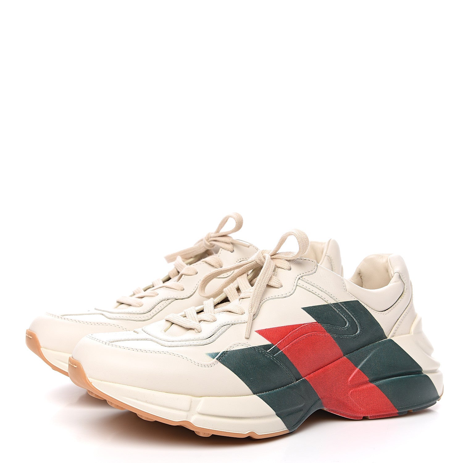 Gucci Calfskin Web Printed Mens Rhyton Sneakers 8.5 Mystic White 3 of 9