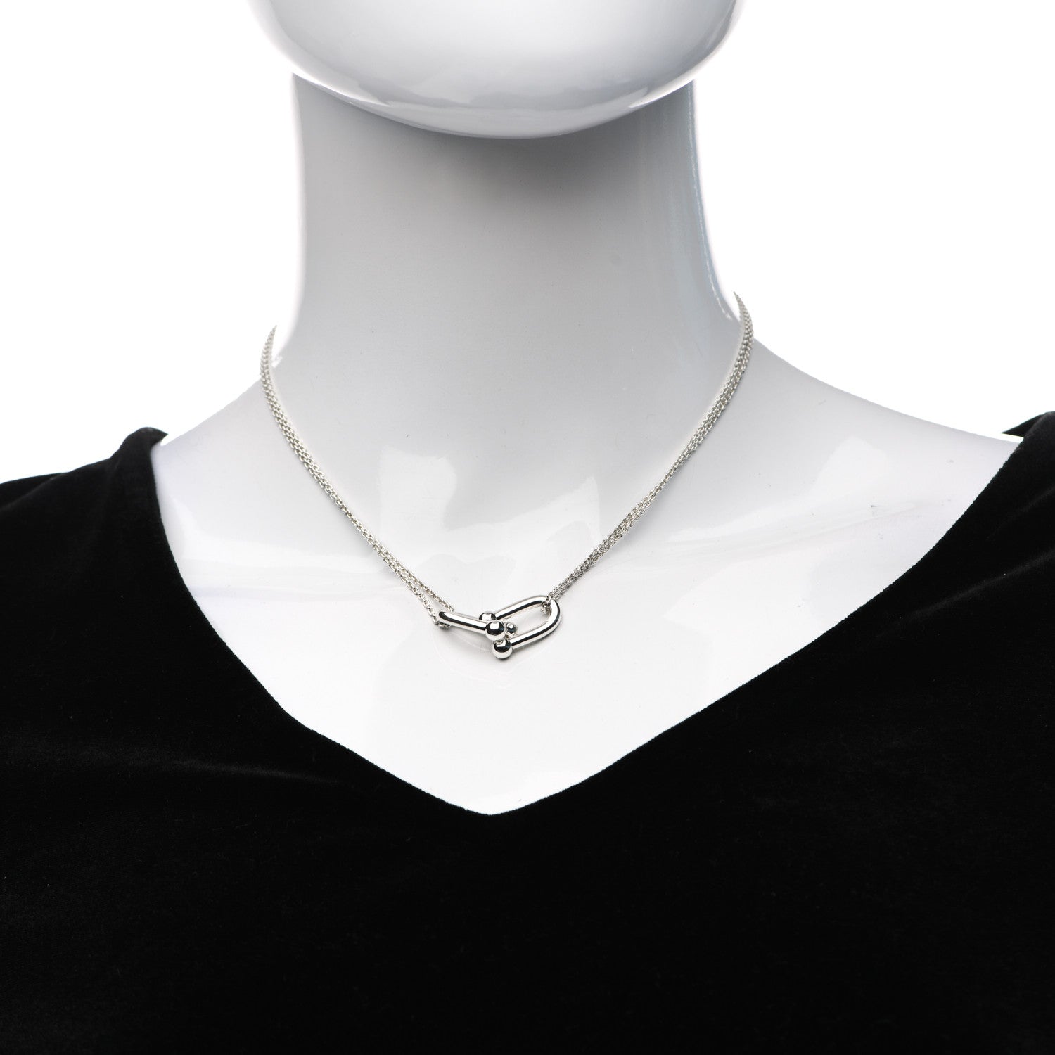 Tiffany Sterling Silver Double HardWear Link Pendant Necklace 2 of 5