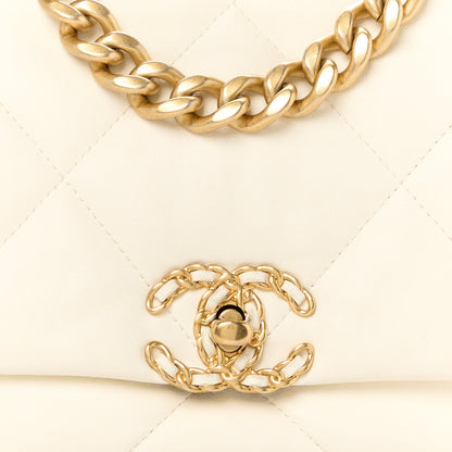 Chanel Goatskin Quilted Medium Chanel 19 Flap White 8 of 10
