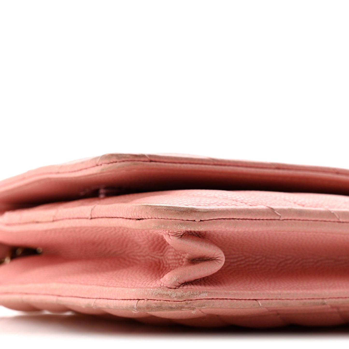 Caviar Chevron Quilted Wallet On Chain WOC Pink