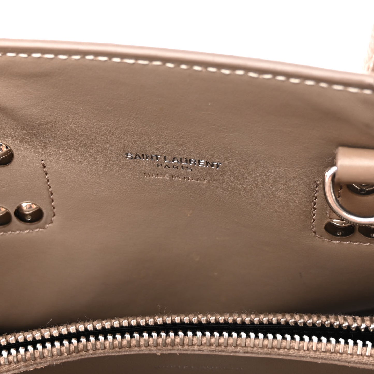 Grained Calfskin Topstich Baby Sac De Jour Taupe