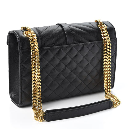 Saint Laurent Grain De Poudre Textured Mixed Matelasse Triquilt Medium Monogram Satchel Black 2 of 9