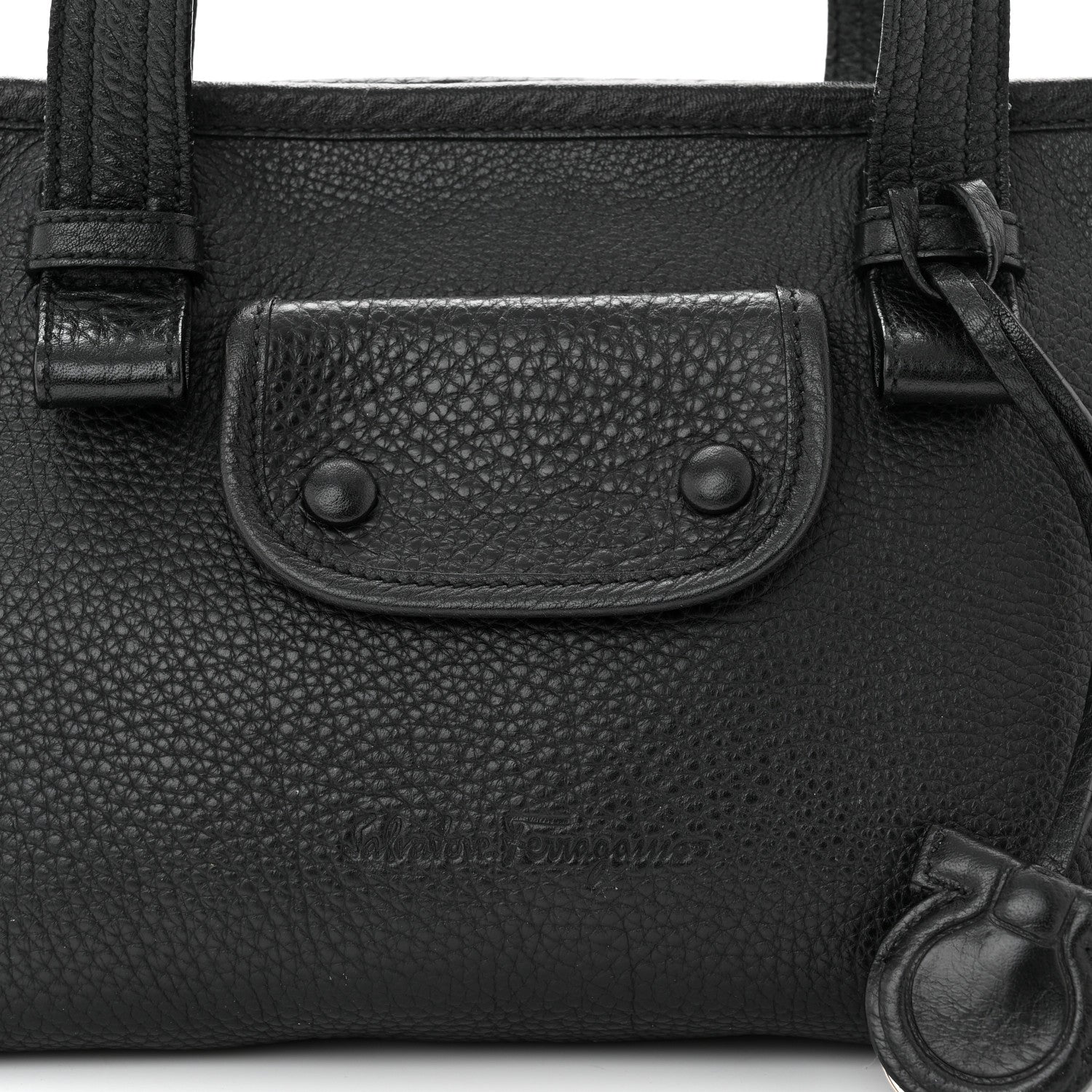 Salvatore Ferragamo Grained Calfskin Shoulder Bag Black 7 of 9