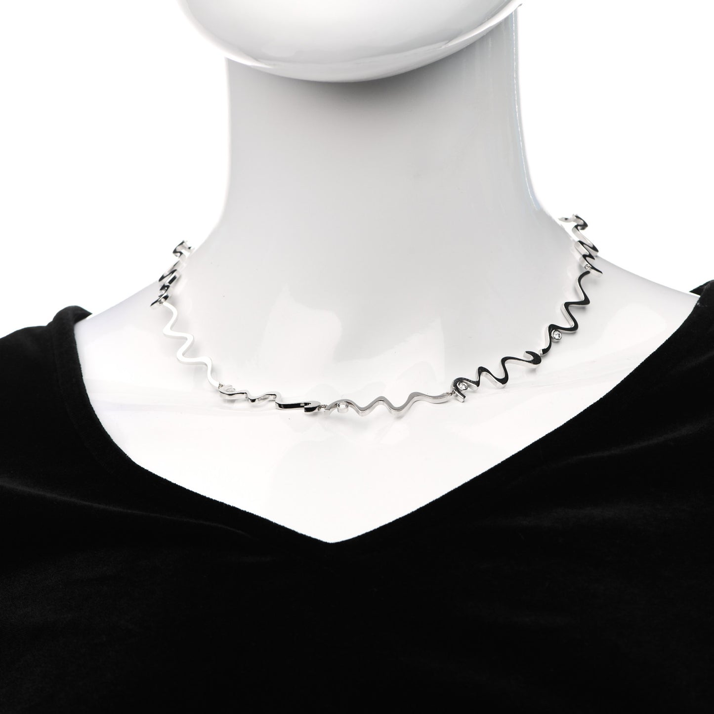 18K White Gold Diamond Frank Gehry Equus Necklace