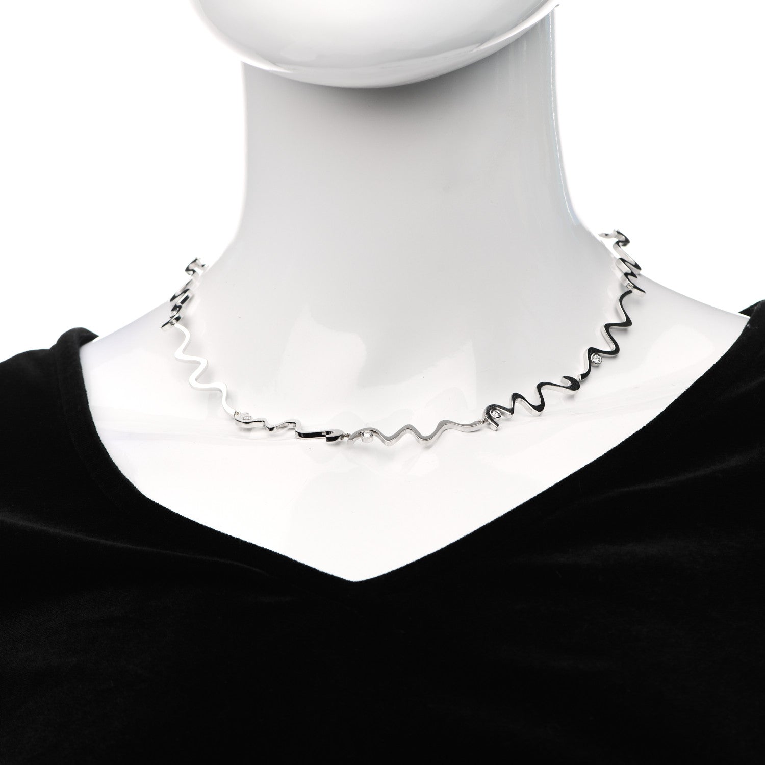 Tiffany 18K White Gold Diamond Frank Gehry Equus Necklace 2 of 4