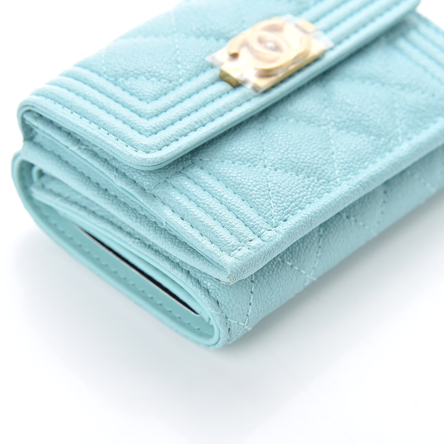 Chanel Caviar Quilted Small Boy Flap Wallet Light Blue 6 of 8