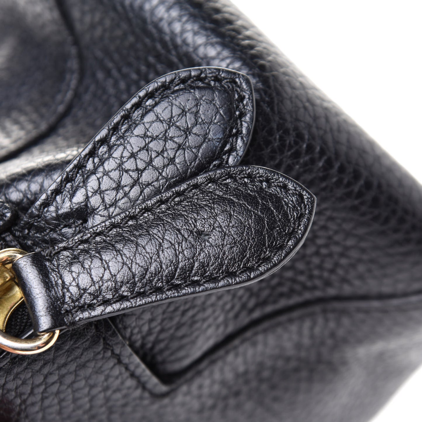 London Grainy Calfskin Small Greenwood Bowling Bag Black