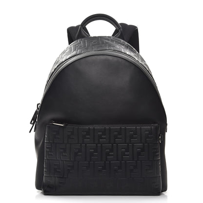 Fendi Vitello Grace FF 1974 Embossed Backpack Black 1 of 8