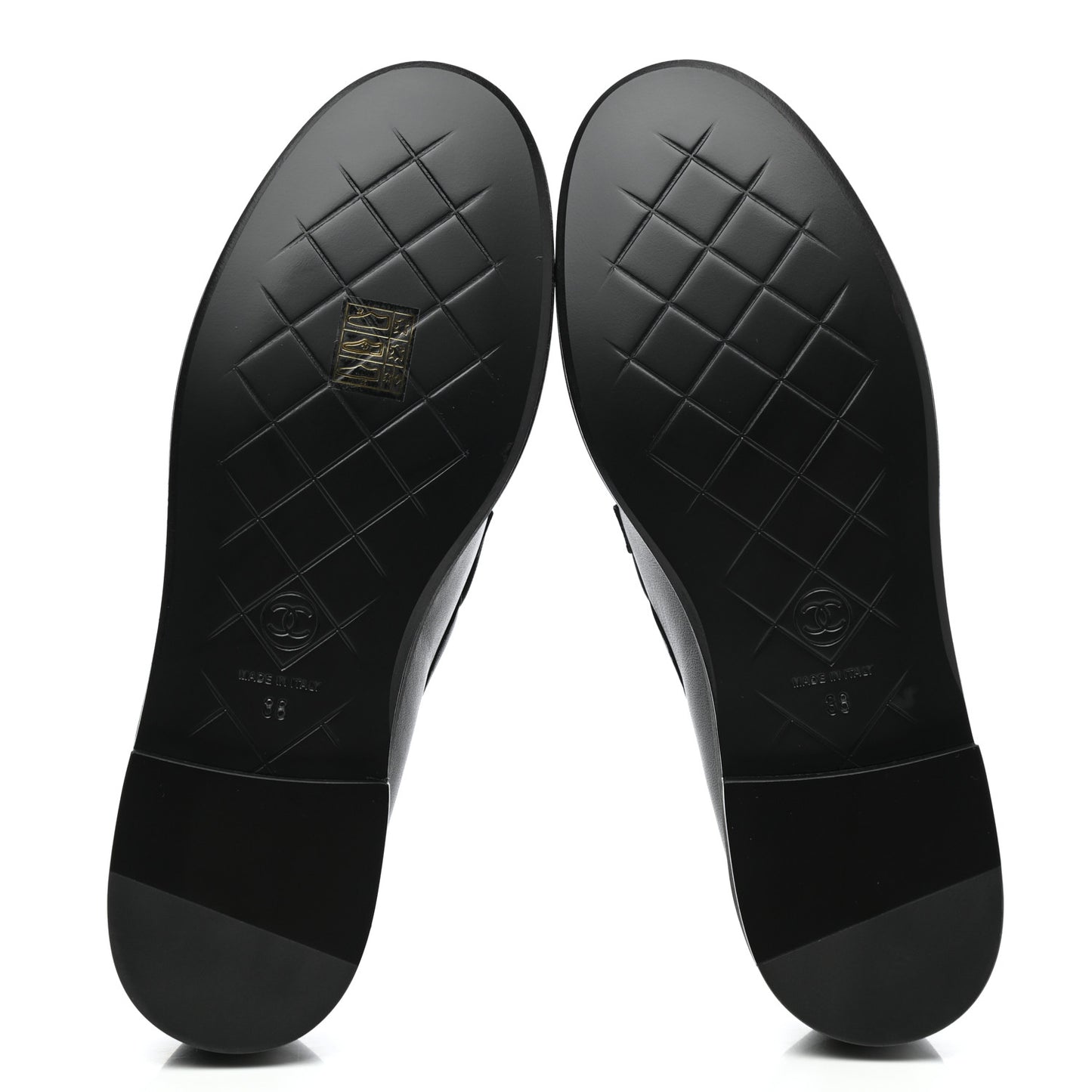 Lambskin Quilted CC Turnlock Loafers 38 Black