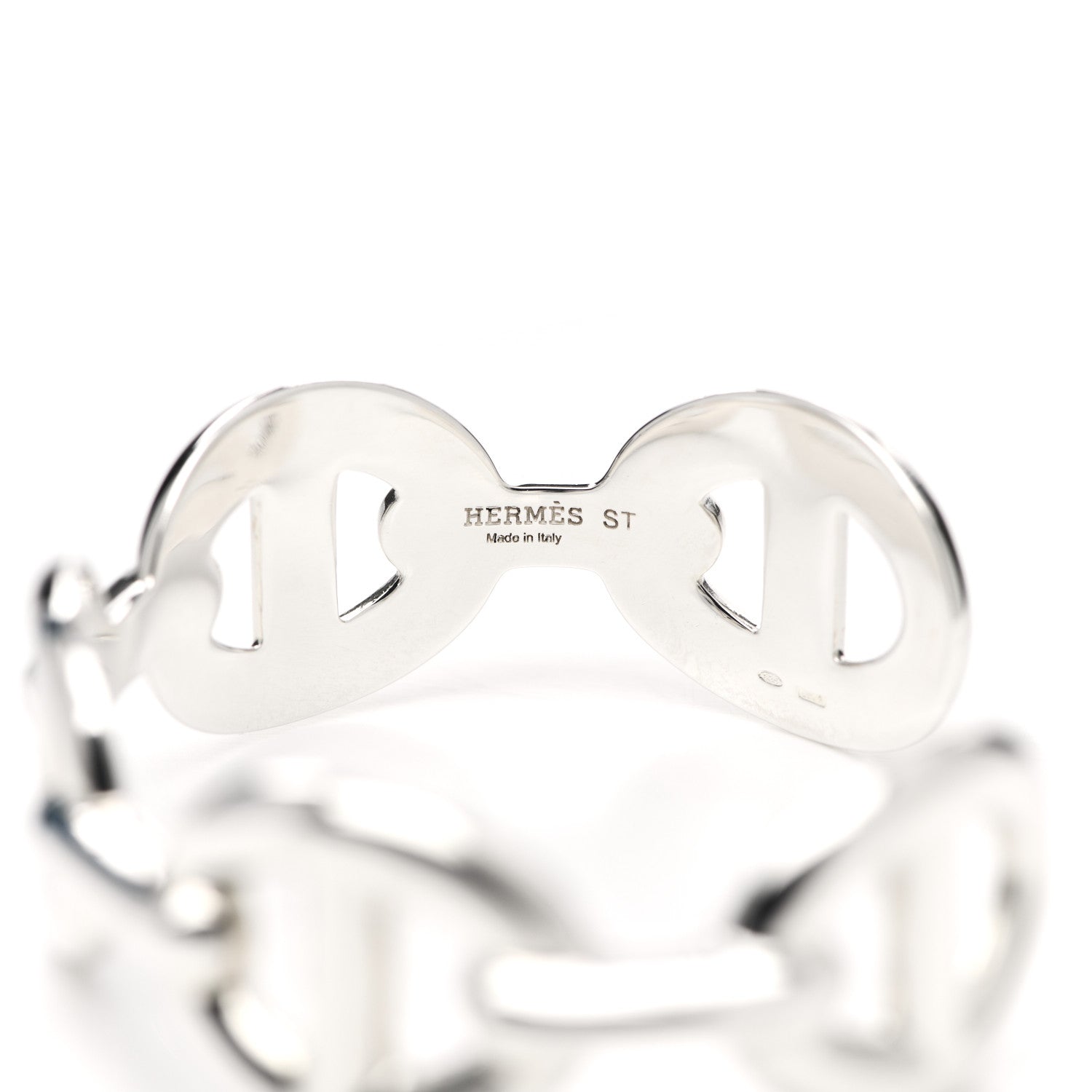 Hermes Sterling Silver GM Chaine d'Ancre Enchainee Large Cuff Bracelet ST 3 of 5