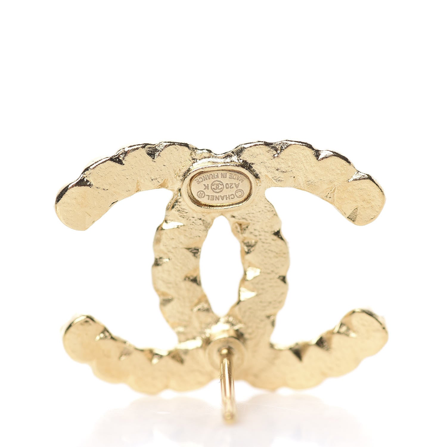 Chanel Resin Pearl Crystal CC Earrings Gold Black 5 of 5